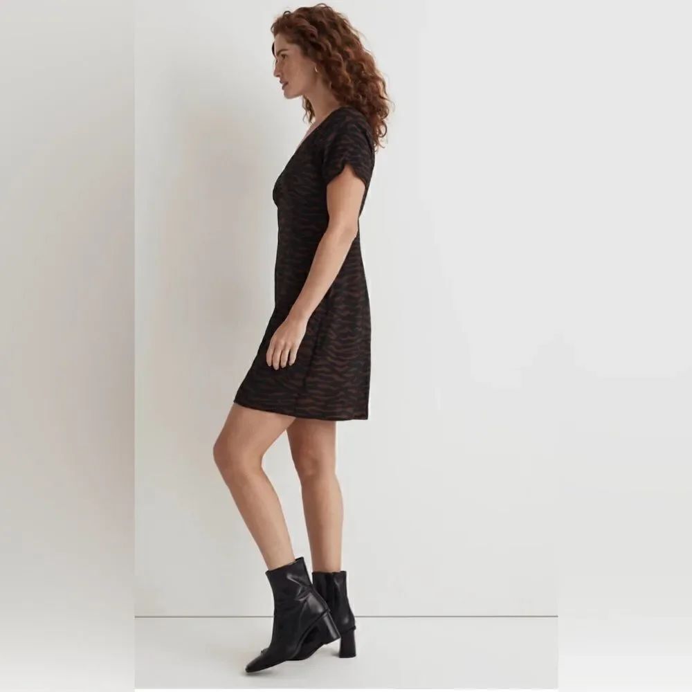 Madewell V-Neck Mini Dress in Abstract Animal - Picture 3 of 8